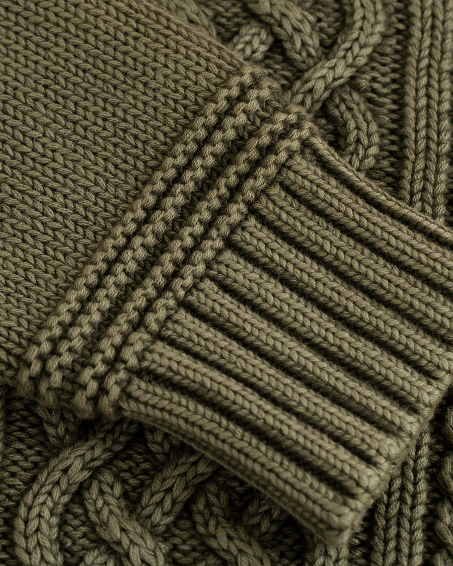 Herre | Trøjer | Morris | Cleve Cable O-Neck Washed Olive