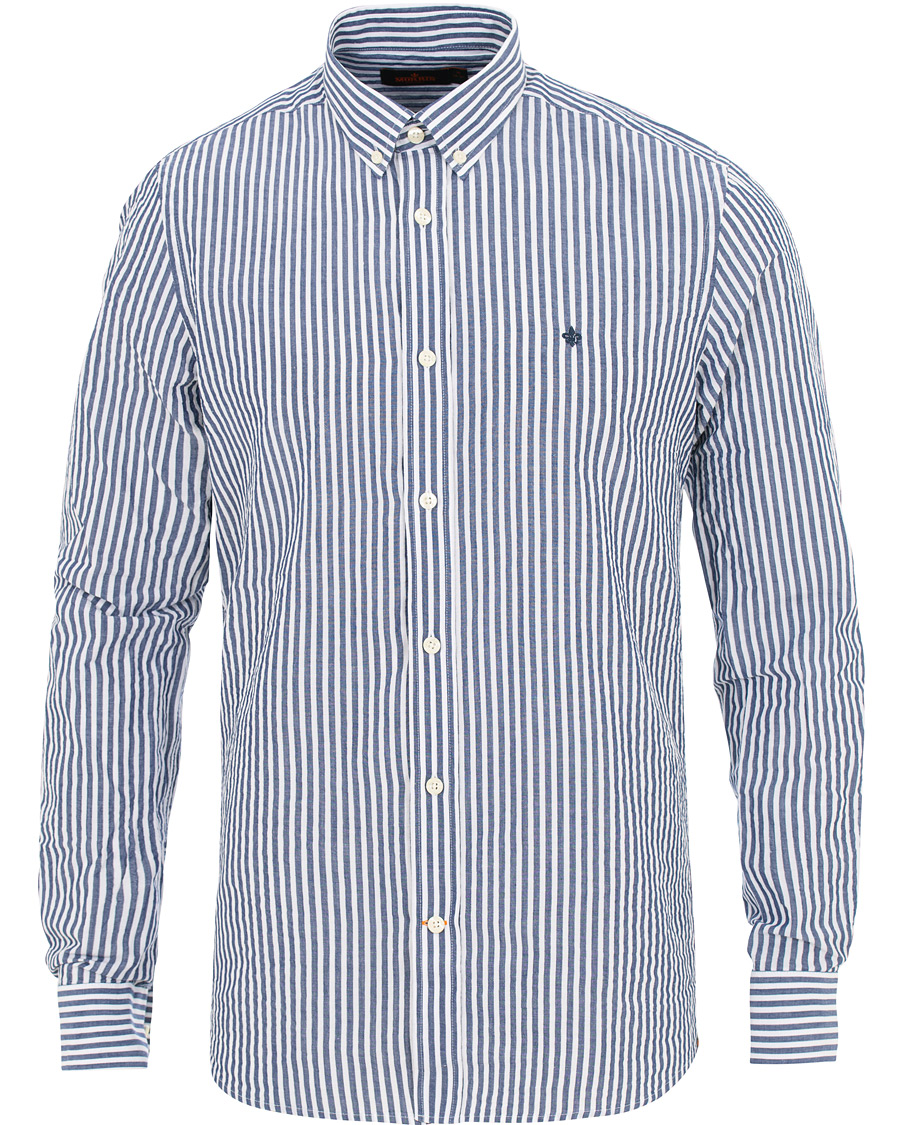 Herre | Skjorter | Morris | Nolan Stripe Button Down Shirt White/Navy