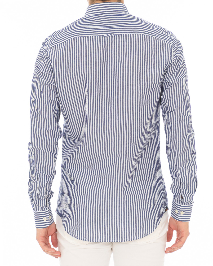 Herre | Skjorter | Morris | Nolan Stripe Button Down Shirt White/Navy