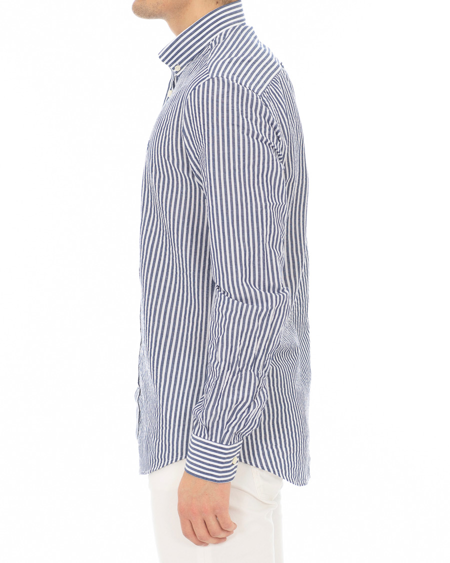 Herre | Skjorter | Morris | Nolan Stripe Button Down Shirt White/Navy