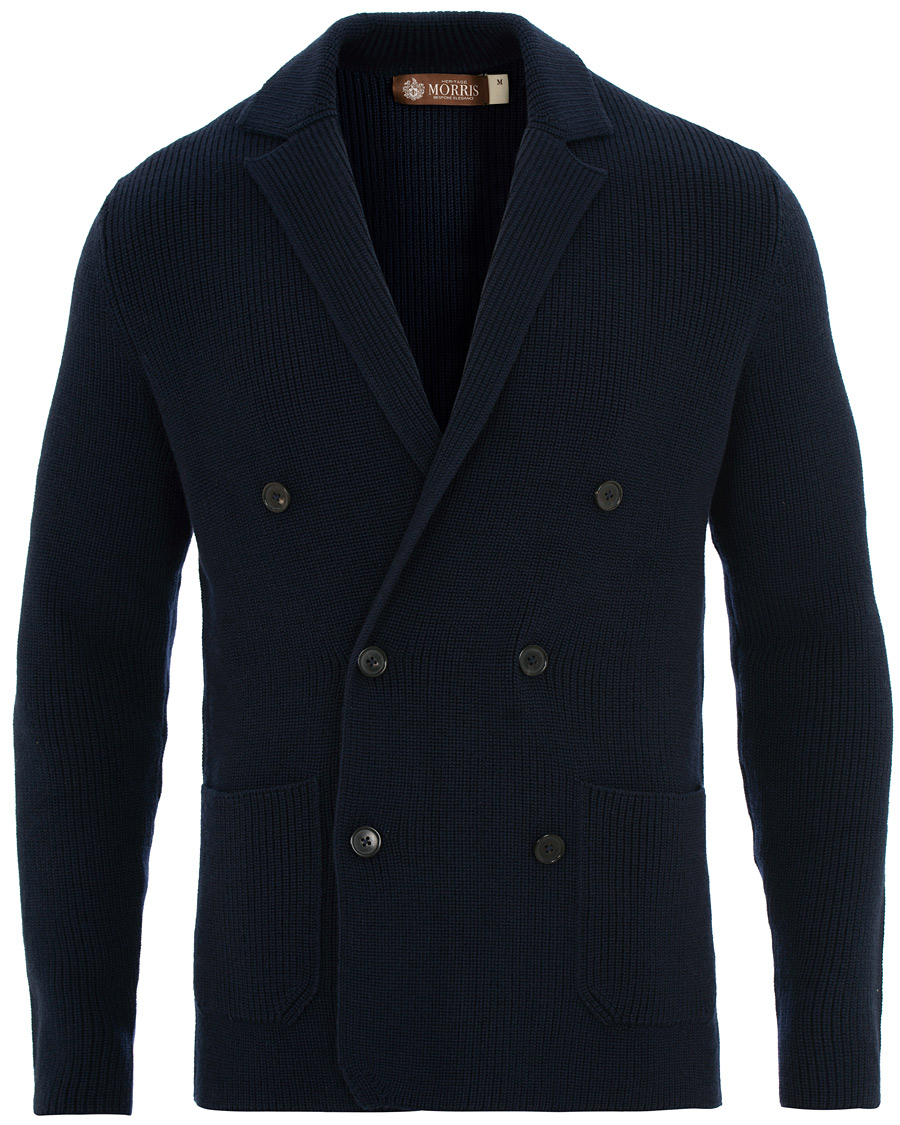 Herre | Trøjer | Morris Heritage | Knitted Double Breasted Blazer Navy