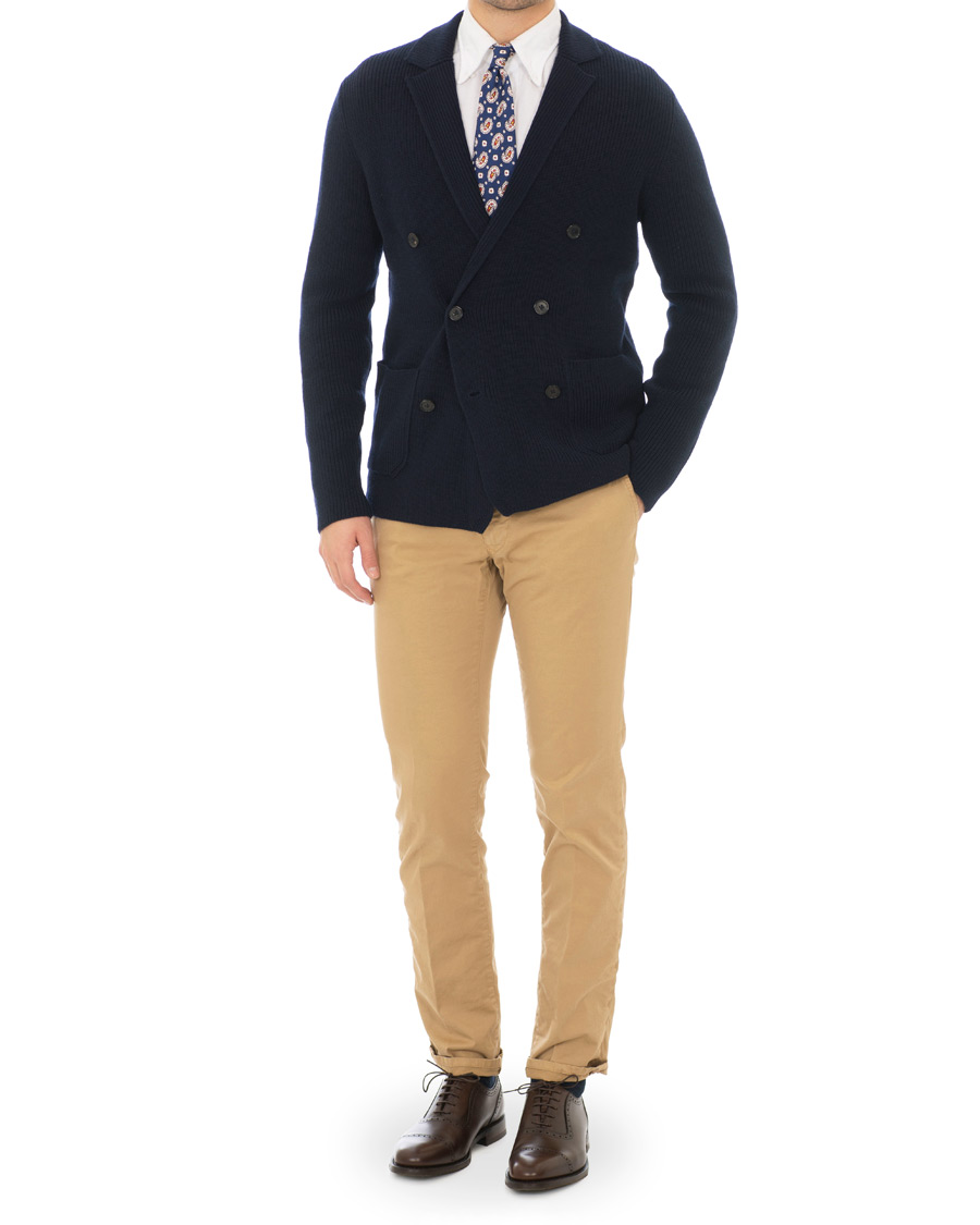 Herre | Trøjer | Morris Heritage | Knitted Double Breasted Blazer Navy