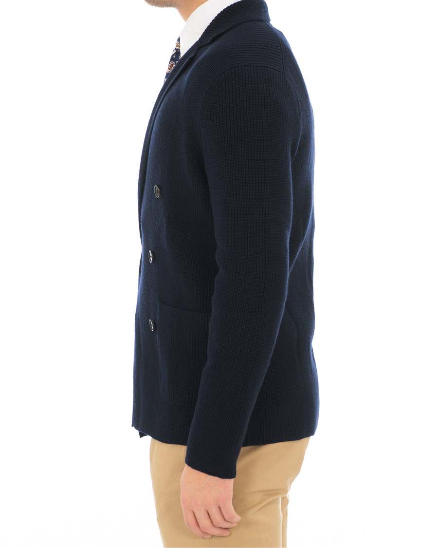 Herre | Trøjer | Morris Heritage | Knitted Double Breasted Blazer Navy