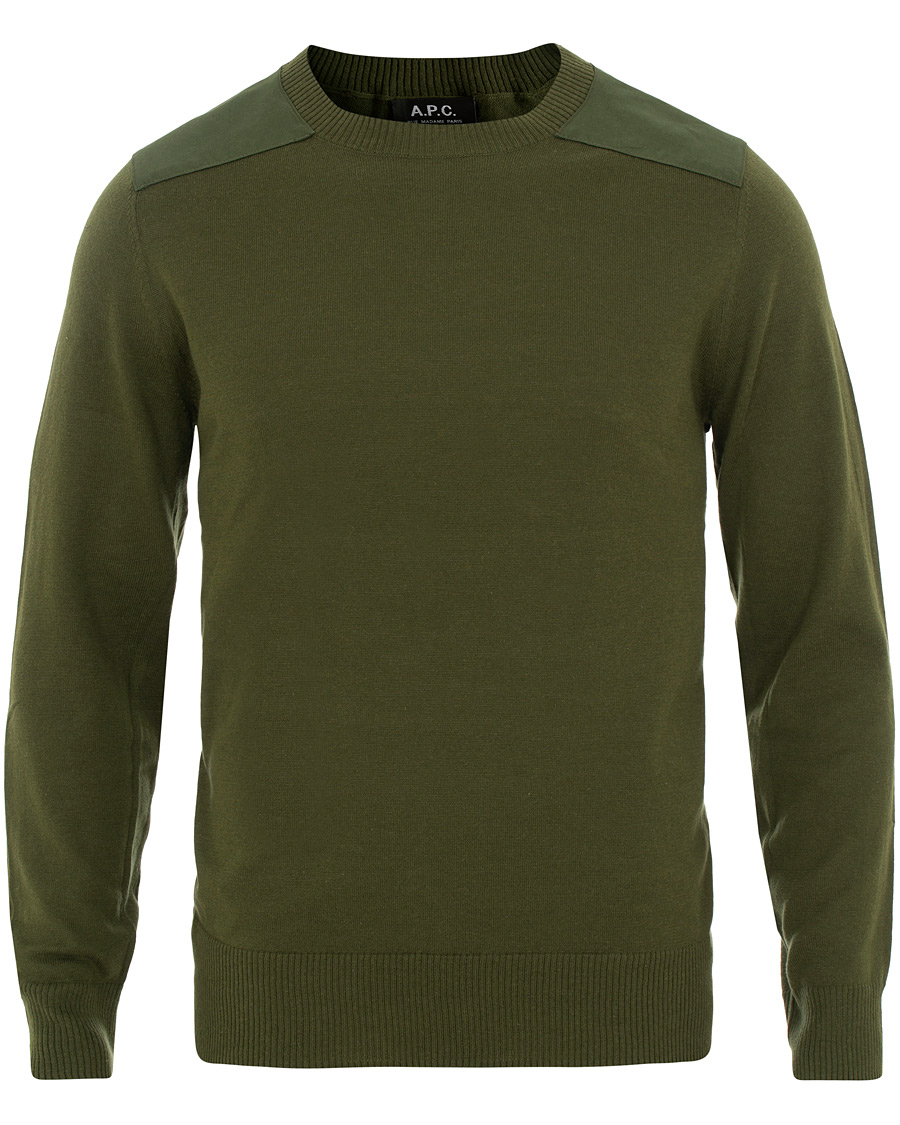 Herre | Trøjer | A.P.C. | Ernest Shoulder Patch Knit Khaki Military