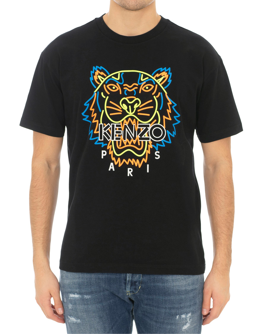 Herre | T-Shirts | KENZO | Tiger Neon T-shirt Black