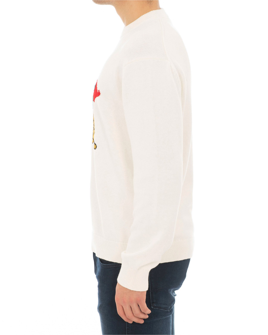 Herre | Trøjer | KENZO | Jumping Bamboo Tiger Knitted Crew Neck White