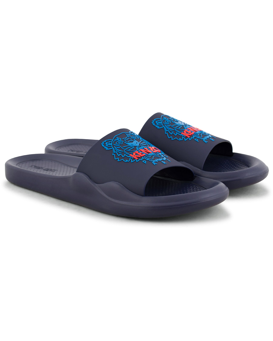 Herre | Kenzo Canvas Tiger Slip-on Sandal Navy | KENZO | Canvas Tiger Slip-on Sandal Navy