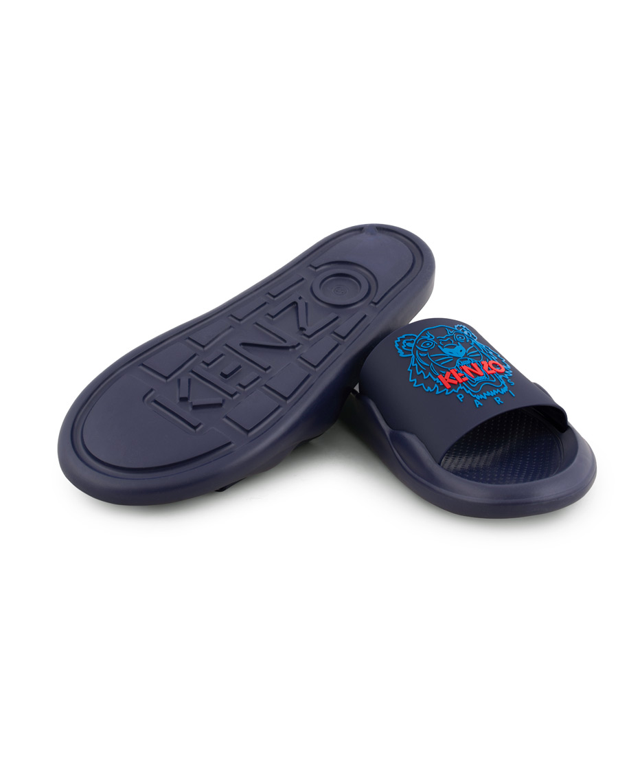 Herre | Kenzo Canvas Tiger Slip-on Sandal Navy | KENZO | Canvas Tiger Slip-on Sandal Navy