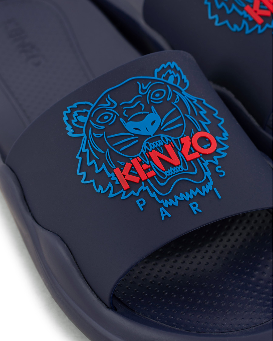 Herre | Kenzo Canvas Tiger Slip-on Sandal Navy | KENZO | Canvas Tiger Slip-on Sandal Navy