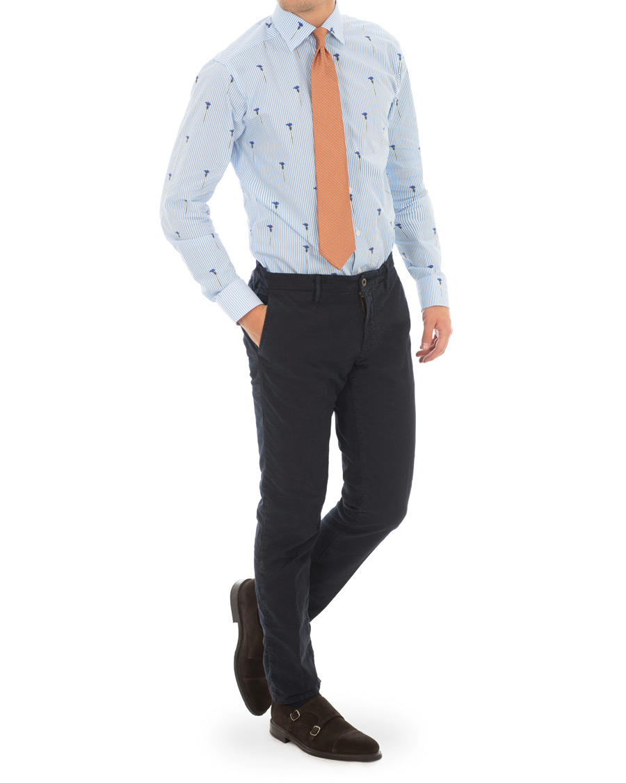 Herre | Skjorter | Eton | Slim Fit Poplin Flower Printed Striped Shirt White