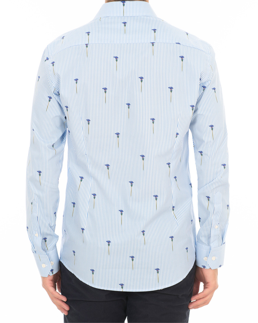 Herre | Skjorter | Eton | Slim Fit Poplin Flower Printed Striped Shirt White