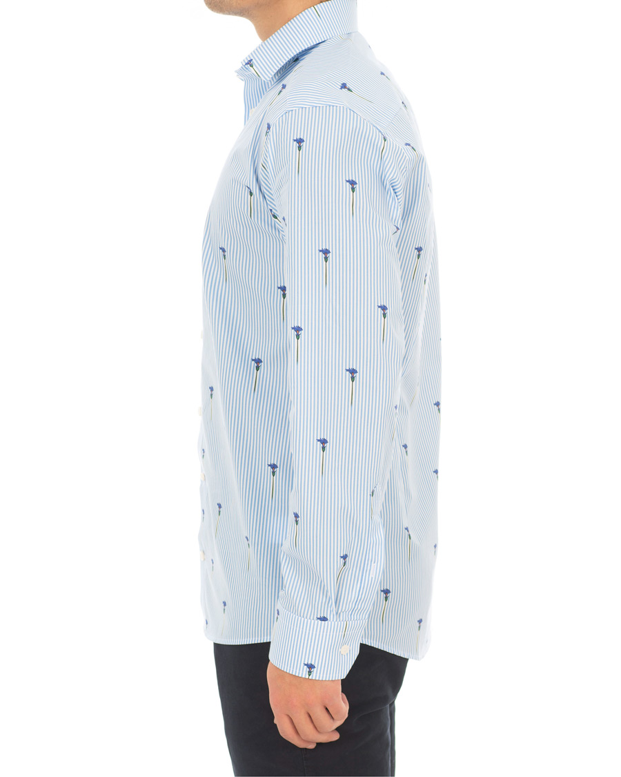 Herre | Skjorter | Eton | Slim Fit Poplin Flower Printed Striped Shirt White