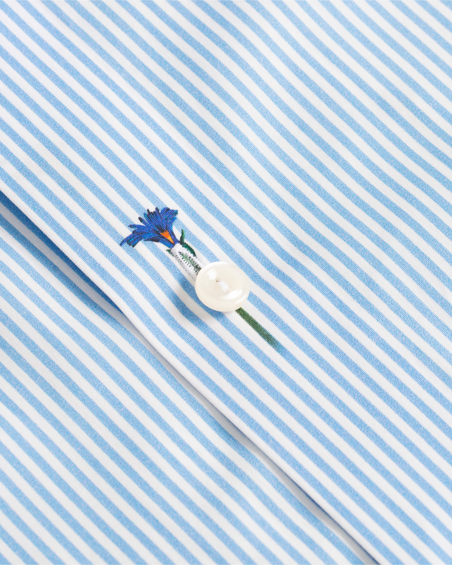 Herre | Skjorter | Eton | Slim Fit Poplin Flower Printed Striped Shirt White