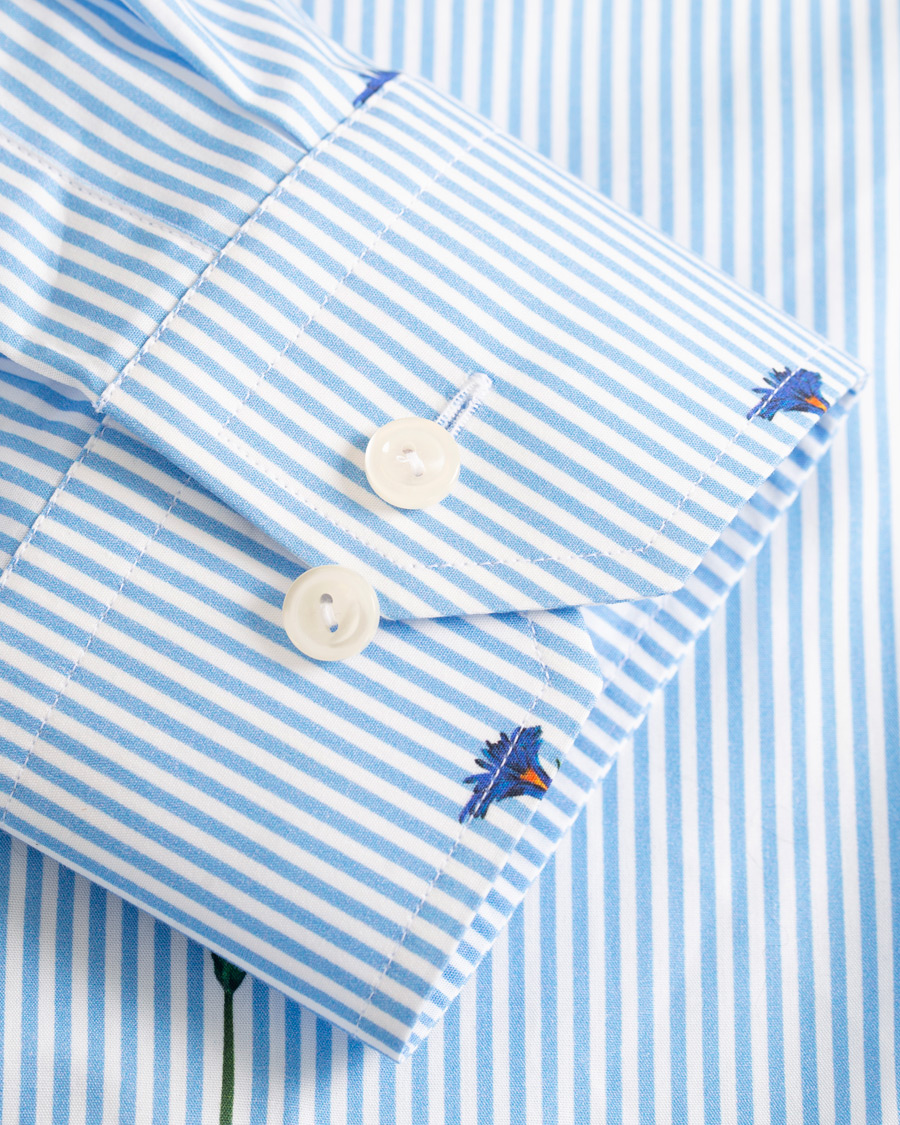 Herre | Skjorter | Eton | Slim Fit Poplin Flower Printed Striped Shirt White