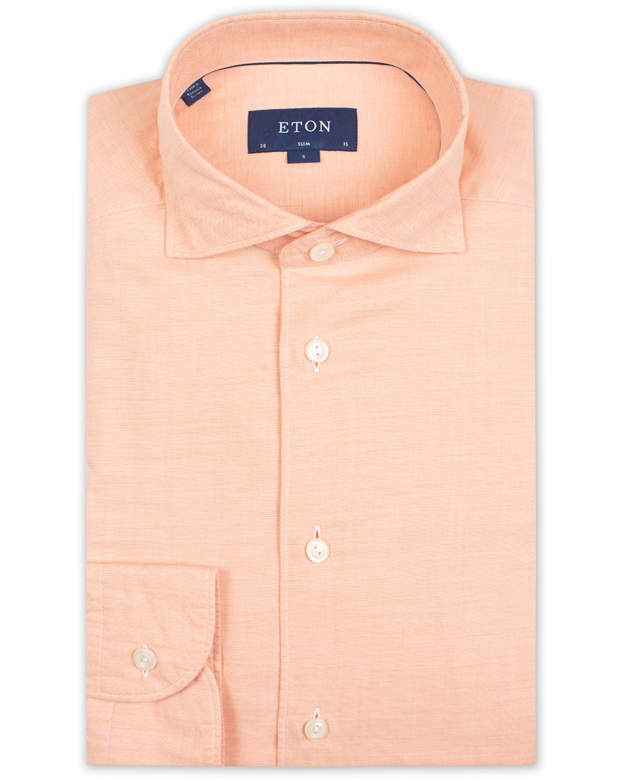 Herre | Skjorter | Eton | Slim Fit Twill Cotton Silk Shirt Orange