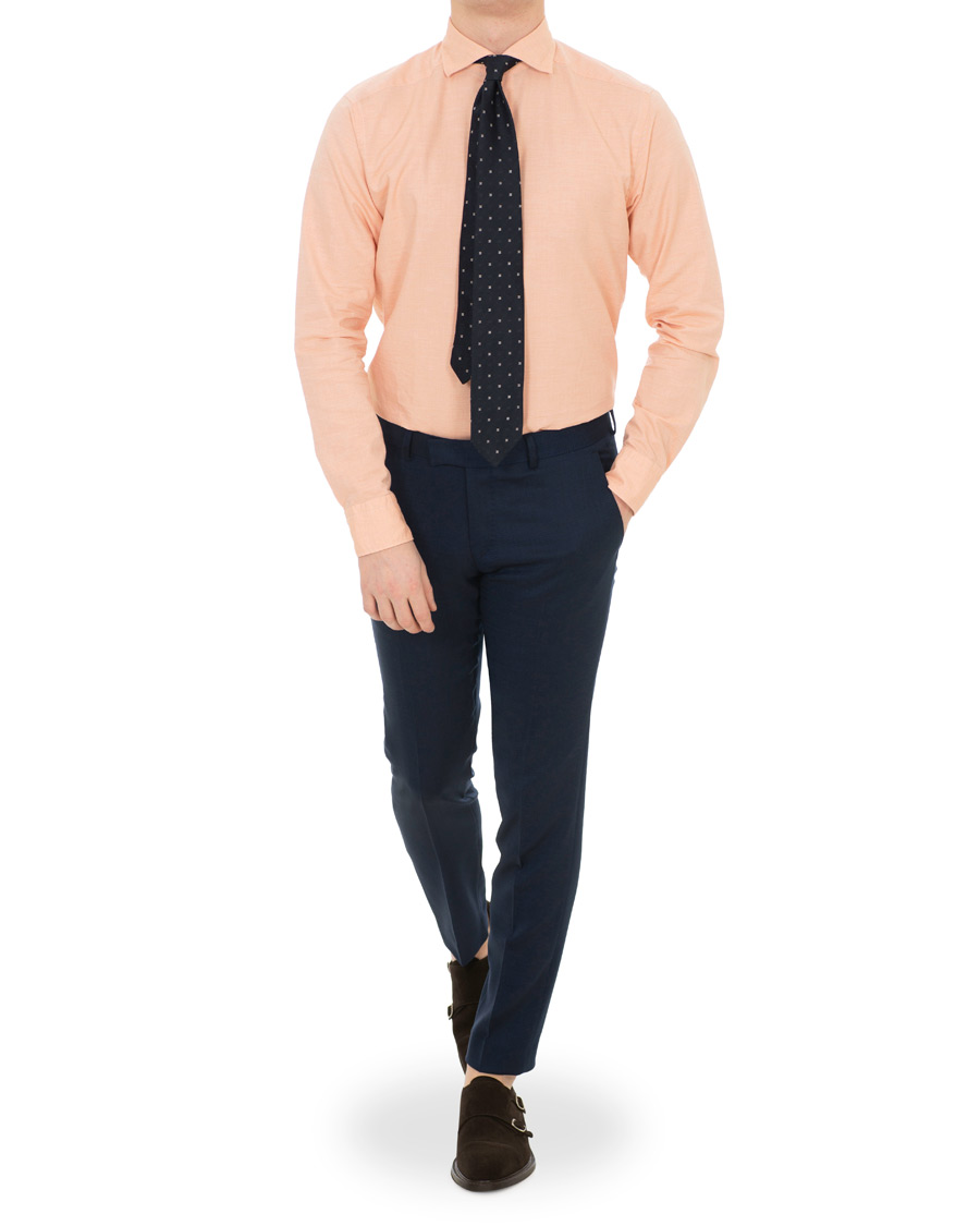Herre | Skjorter | Eton | Slim Fit Twill Cotton Silk Shirt Orange