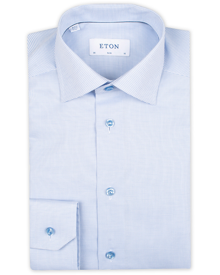 Herre | Skjorter | Eton | Slim Fit Micro Pattern Cutaway Shirt Light Blue