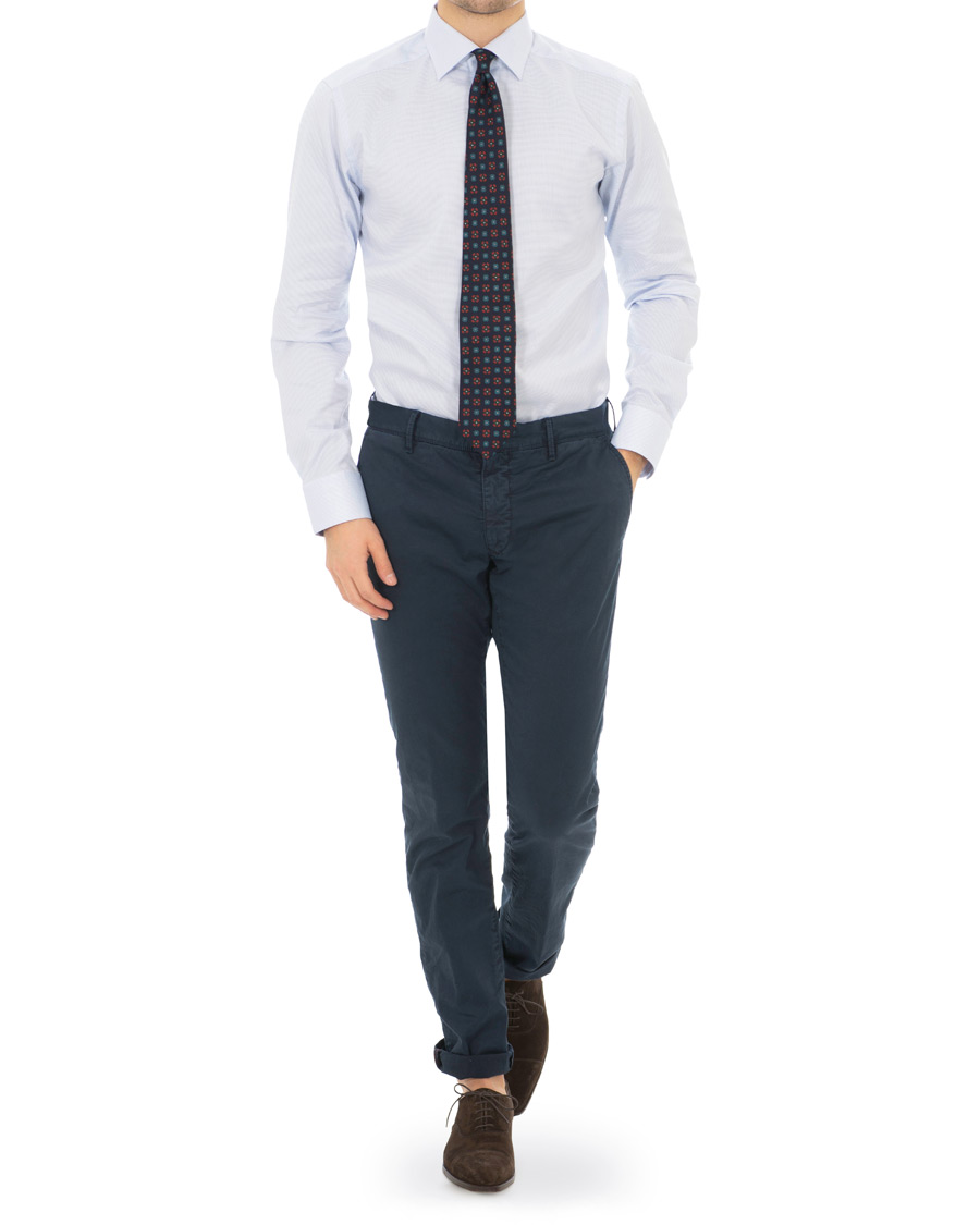Herre | Skjorter | Eton | Slim Fit Micro Pattern Cutaway Shirt Light Blue