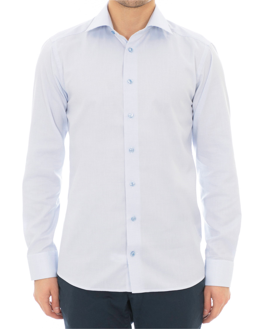 Herre | Skjorter | Eton | Slim Fit Micro Pattern Cutaway Shirt Light Blue