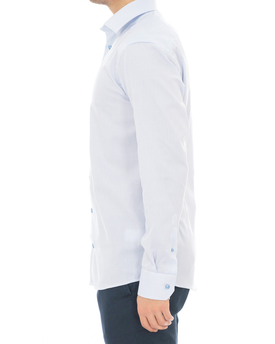 Herre | Skjorter | Eton | Slim Fit Micro Pattern Cutaway Shirt Light Blue