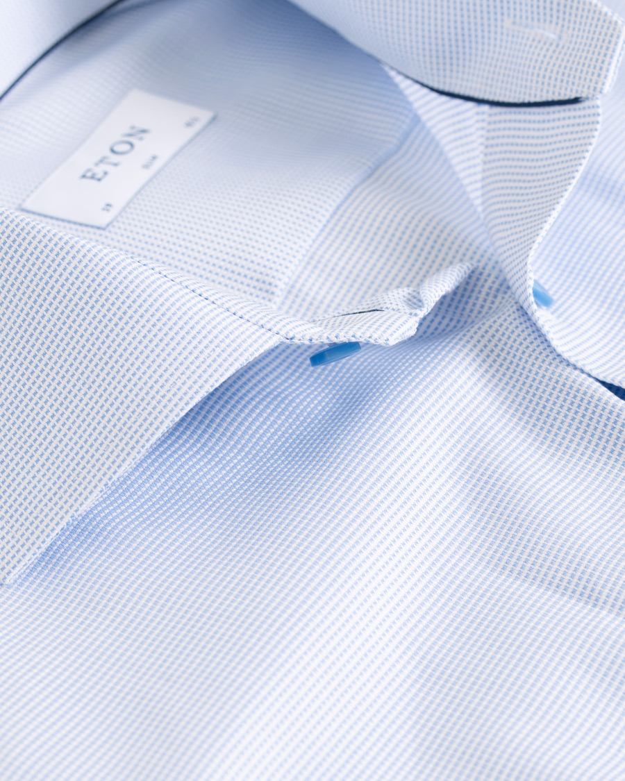 Herre | Skjorter | Eton | Slim Fit Micro Pattern Cutaway Shirt Light Blue
