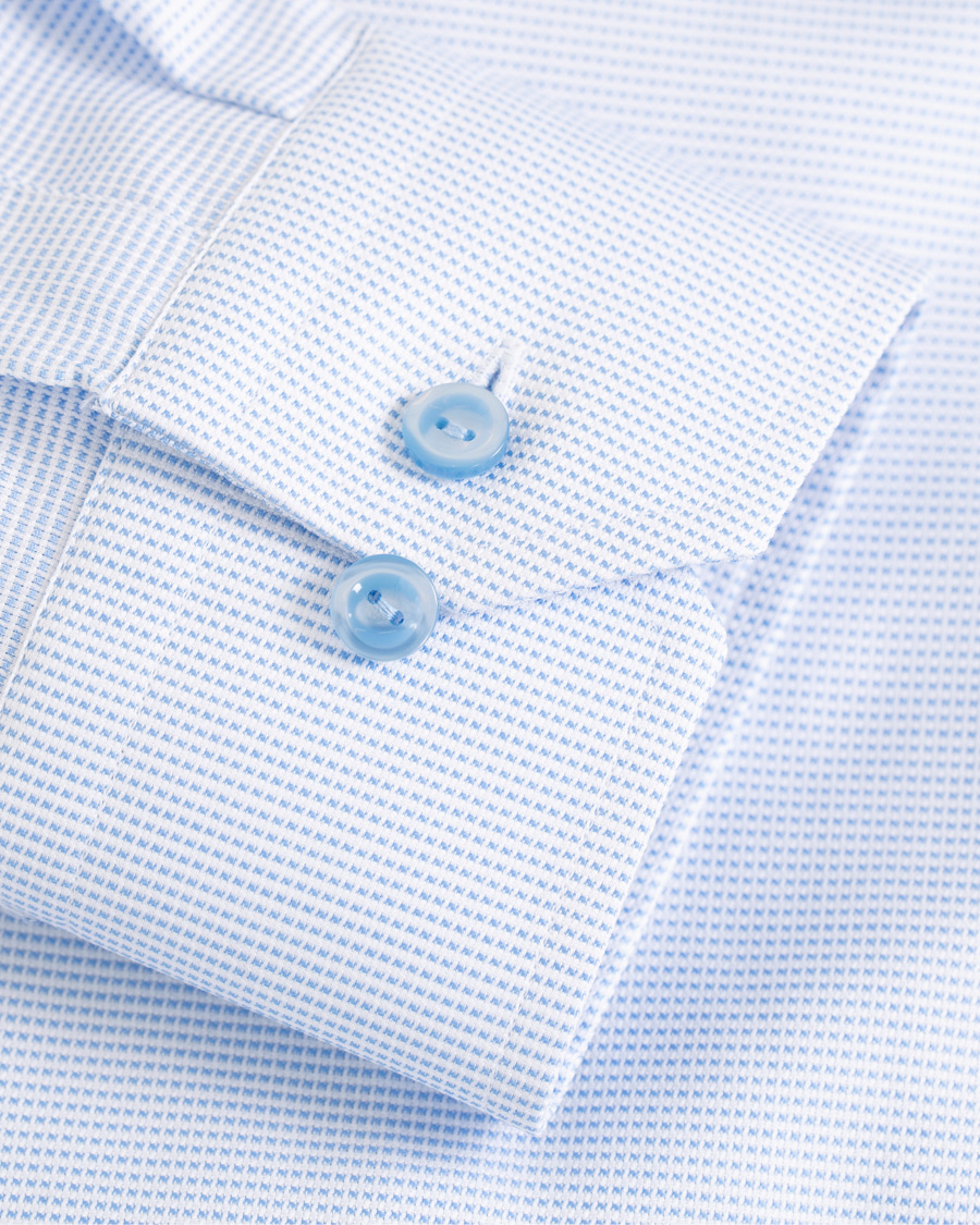 Herre | Skjorter | Eton | Slim Fit Micro Pattern Cutaway Shirt Light Blue
