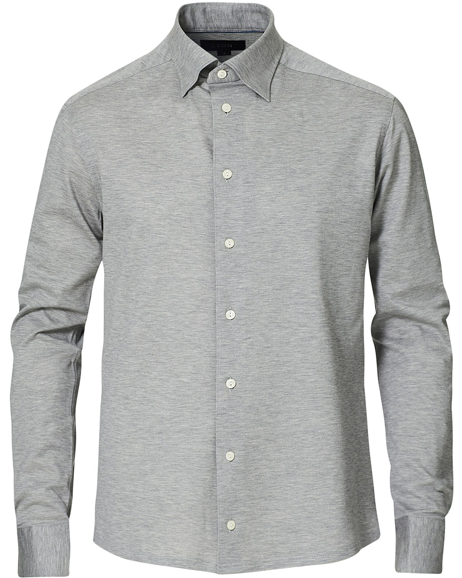 Herre | Skjorter | Eton | Slim Fit Jersey Button Under Shirt Grey