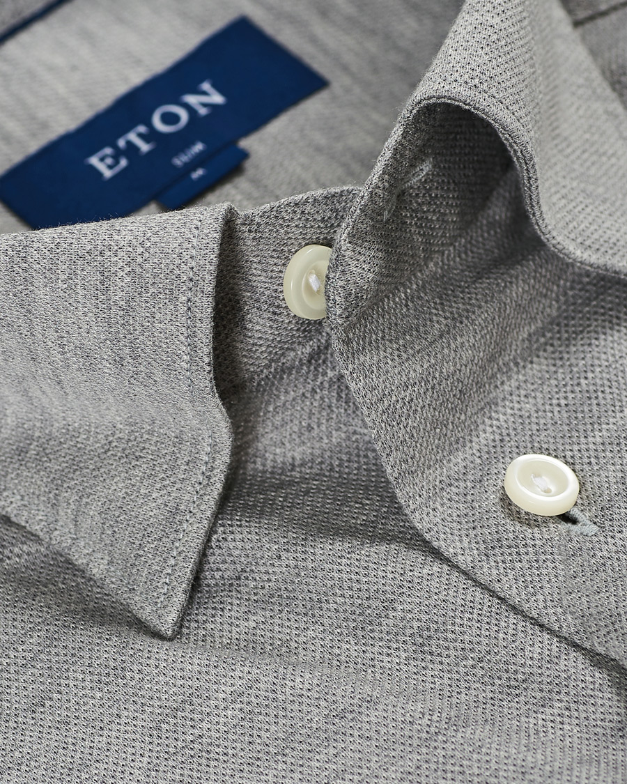 Herre | Skjorter | Eton | Slim Fit Jersey Button Under Shirt Grey