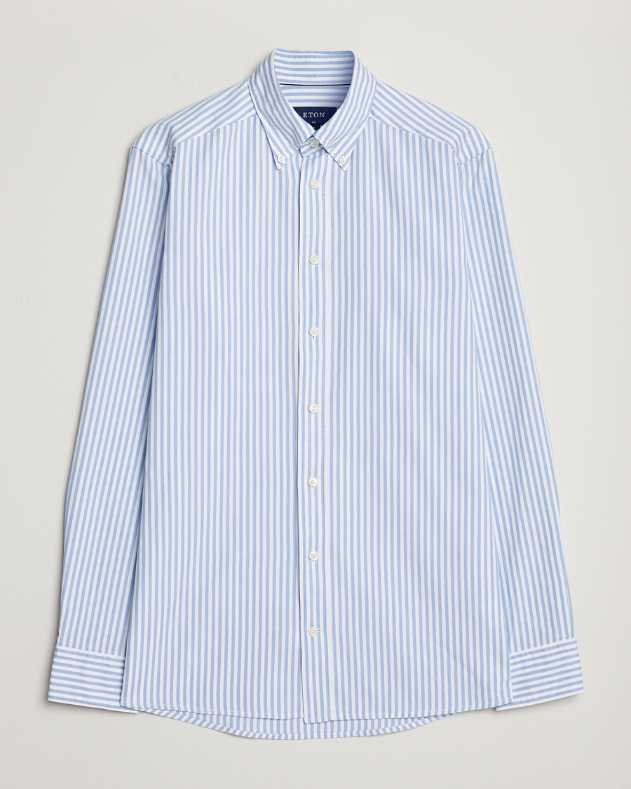 Herre |  | Eton | Slim Fit Royal Oxford Stripe Button Down Light Blue