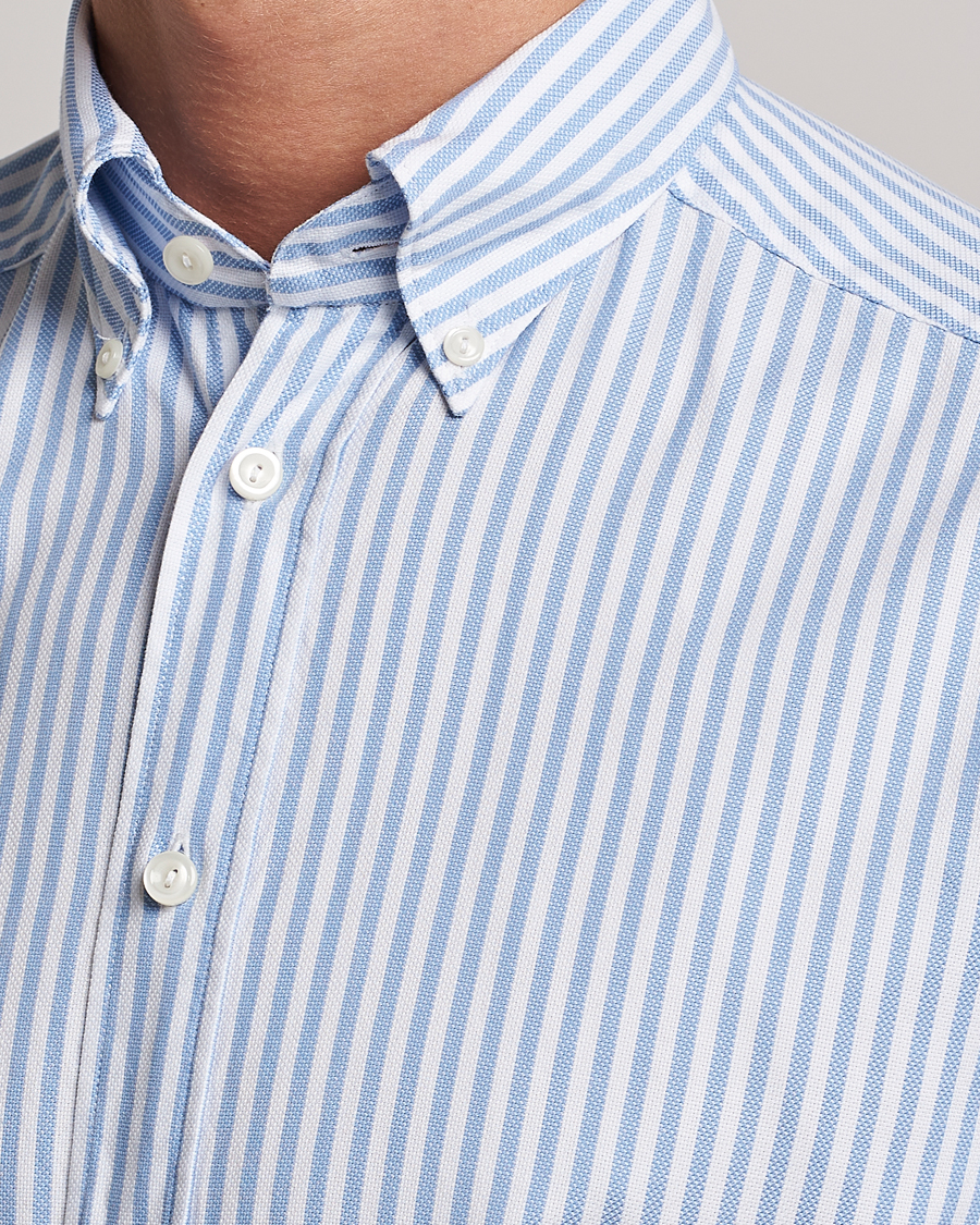 Herre | Skjorter | Eton | Slim Fit Royal Oxford Stripe Button Down Light Blue