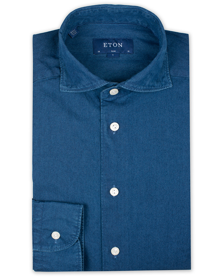 Herre | Skjorter | Eton | Slim Fit Twill Extreme Cutaway Shirt Dark Blue