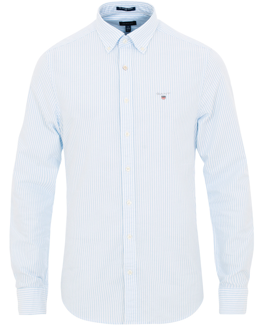 Herre | Skjorter | GANT | Slim Fit Oxford Banker Stripe Shirt Capri Blue
