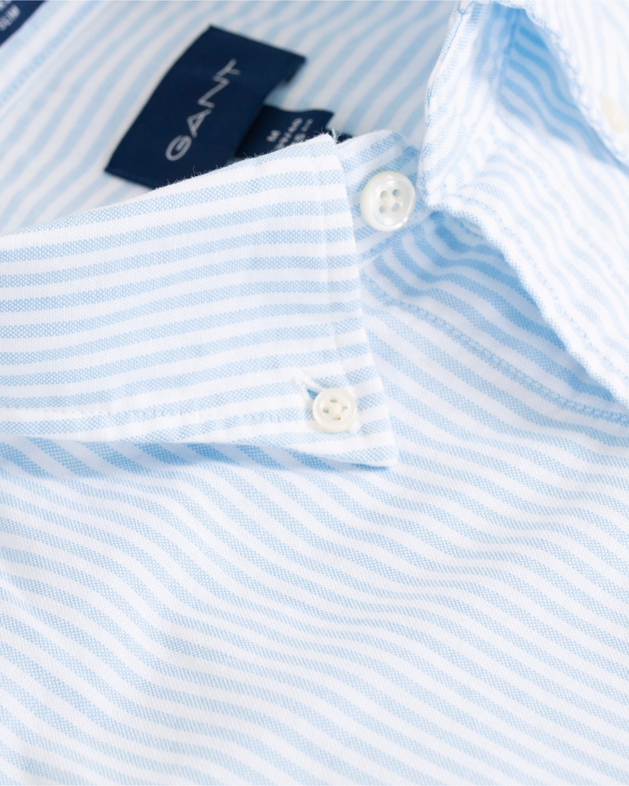 Herre | Skjorter | GANT | Slim Fit Oxford Banker Stripe Shirt Capri Blue