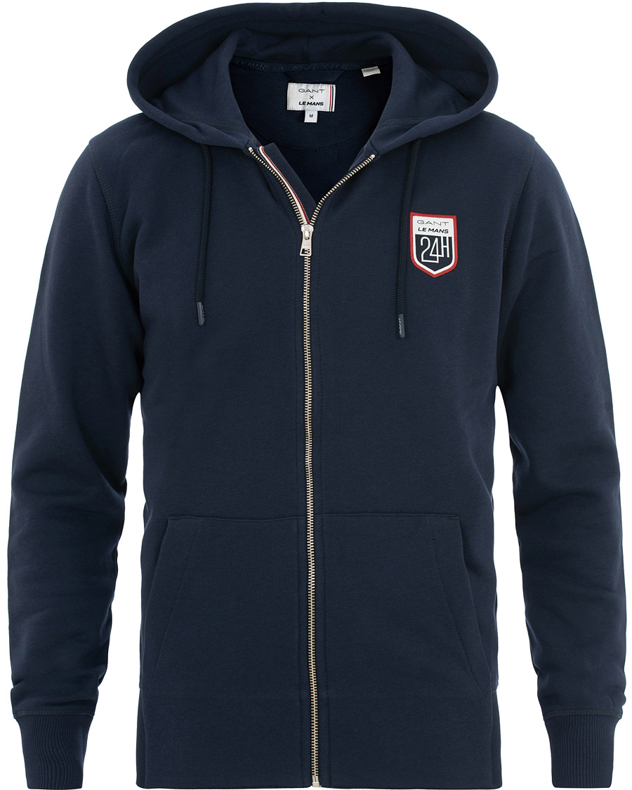 Wings sympatisk luft GANT Le Mans Full Zip Hoodie Evening Blue - CareOfCarl.dk