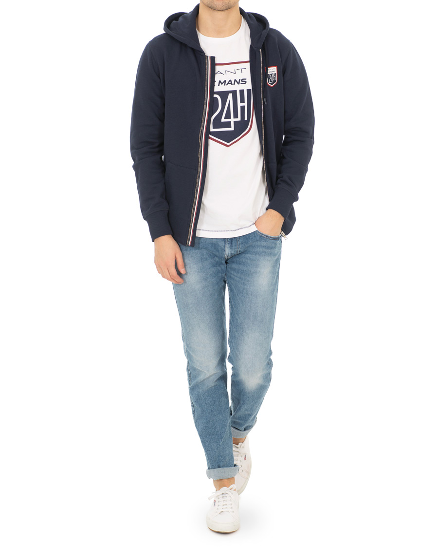 Wings sympatisk luft GANT Le Mans Full Zip Hoodie Evening Blue - CareOfCarl.dk