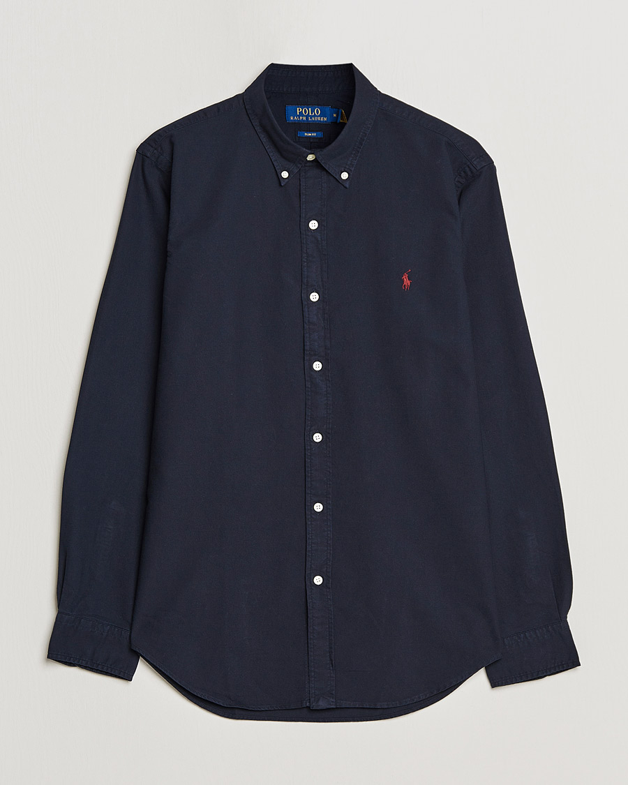Herre | Skjorter | Polo Ralph Lauren | Slim Fit Garment Dyed Oxford Shirt Navy