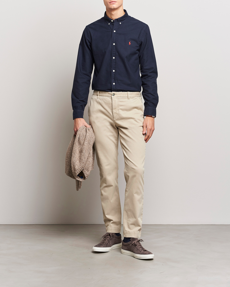 Herre | Skjorter | Polo Ralph Lauren | Slim Fit Garment Dyed Oxford Shirt Navy
