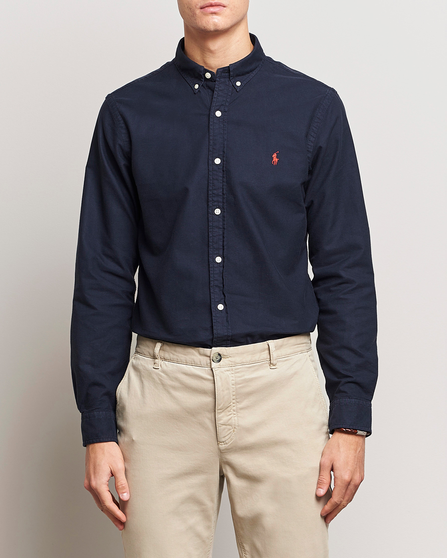 Herre |  | Polo Ralph Lauren | Slim Fit Garment Dyed Oxford Shirt Navy