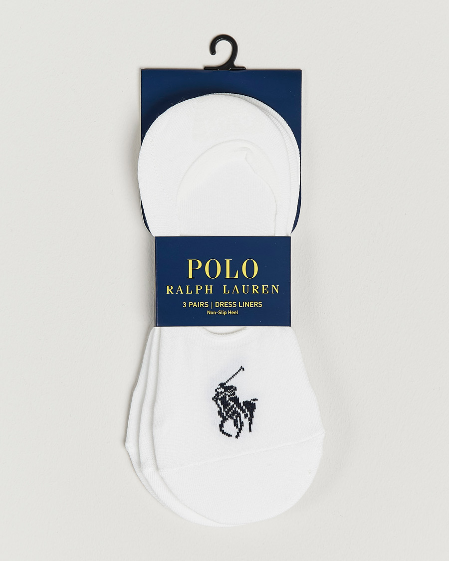 Herre | Strømper | Polo Ralph Lauren | 3-Pack No Show Big Pony Pony Socks White