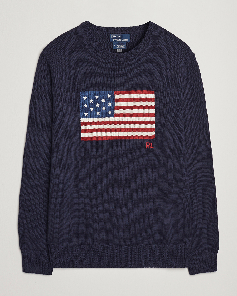 Herre | Trøjer | Polo Ralph Lauren | Knitted Flag Crew Neck Navy