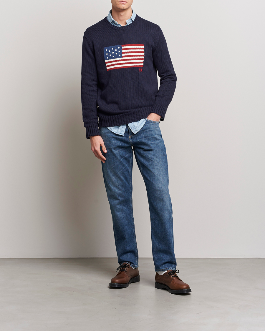 Herre | Trøjer | Polo Ralph Lauren | Knitted Flag Crew Neck Navy