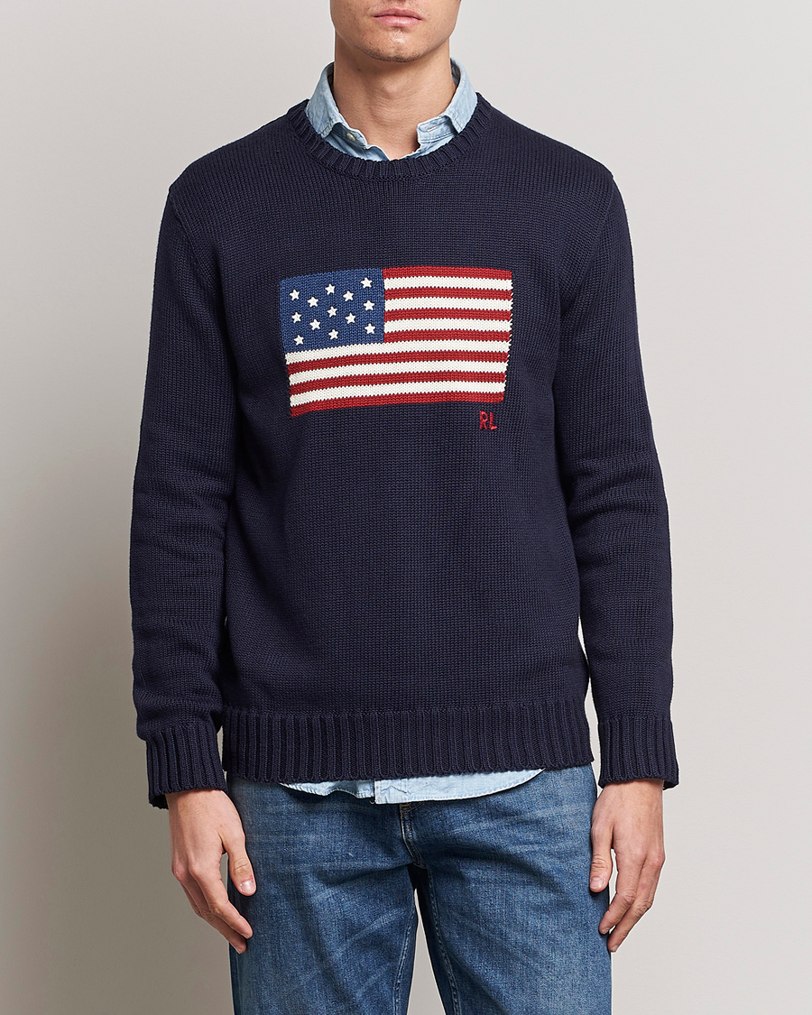 Herre | Trøjer | Polo Ralph Lauren | Knitted Flag Crew Neck Navy