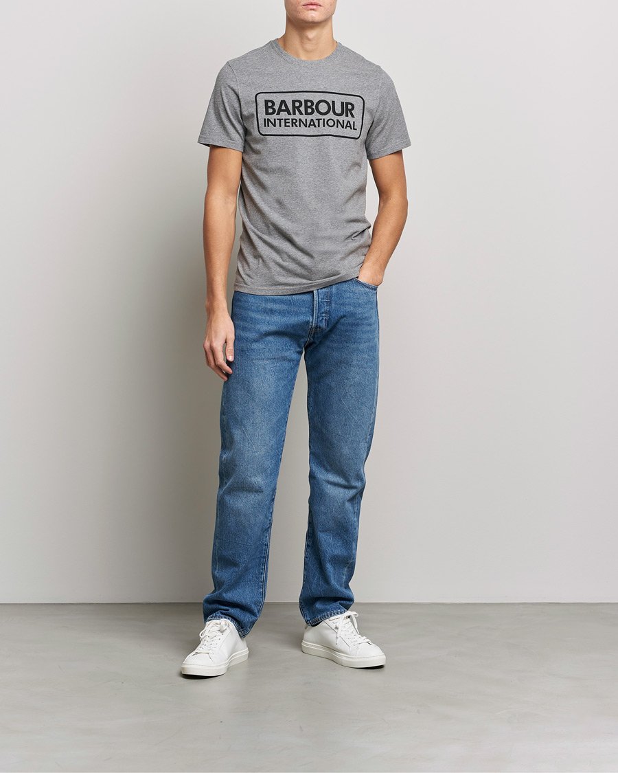 Herre | T-Shirts | Barbour International | Large Logo Crew Neck Tee Antracite Grey