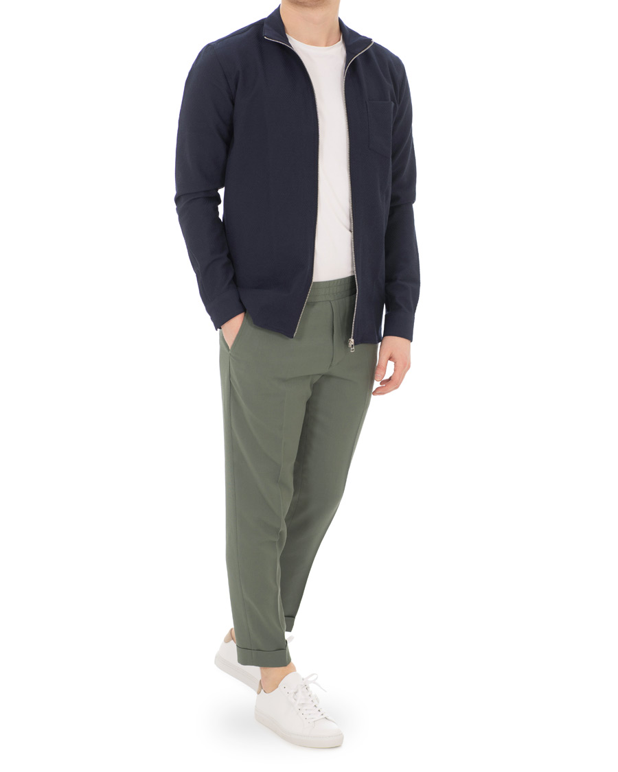 Herre | Skjorter | Samsøe Samsøe | Samsøe & Samsøe Liam Structured Full Zip Shirt Dark Sapphire