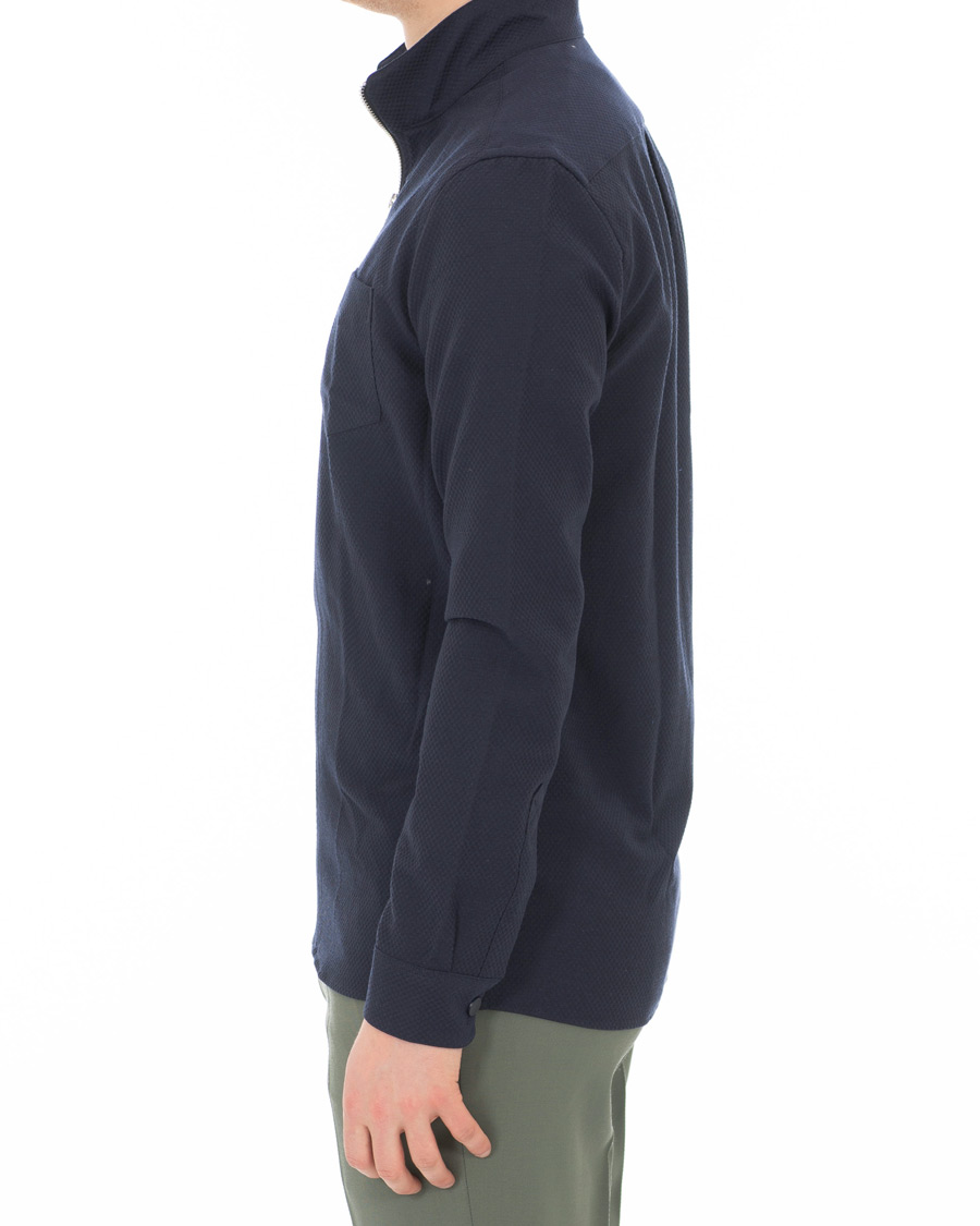 Herre | Skjorter | Samsøe Samsøe | Samsøe & Samsøe Liam Structured Full Zip Shirt Dark Sapphire
