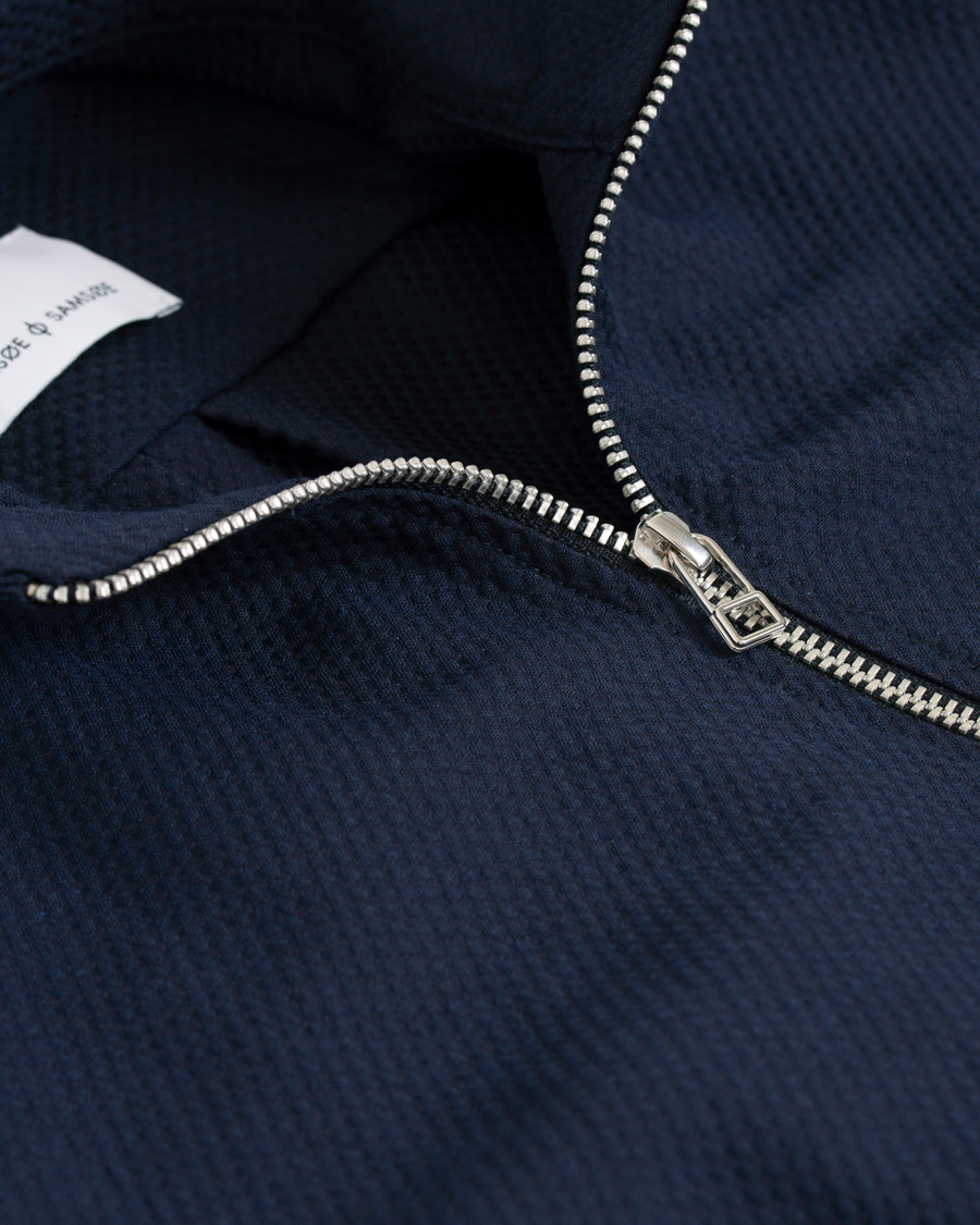 Herre | Skjorter | Samsøe Samsøe | Samsøe & Samsøe Liam Structured Full Zip Shirt Dark Sapphire