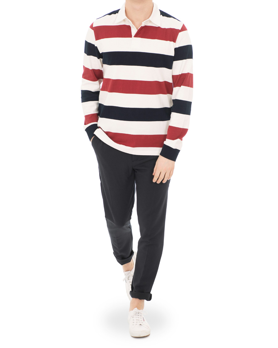 Herre | Trøjer | Samsøe Samsøe | Samsøe & Samsøe Albee Long Sleeed Striped Rugby Blue/Red/Cream