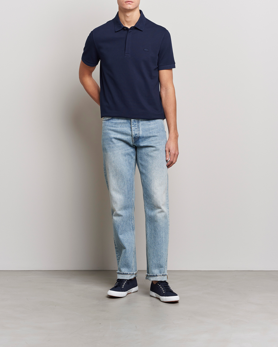 Herre | Polotrøjer | Lacoste | Regular Fit Tonal Crocodile Poloshirt Navy Blue