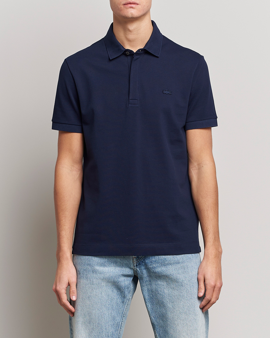 Herre | Kortærmede polotrøjer | Lacoste | Regular Fit Tonal Crocodile Poloshirt Navy Blue