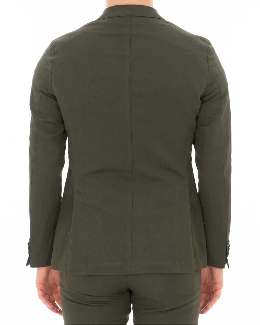 Herre | Blazere & jakker | Oscar Jacobson | Einar Cotton/Linen Herringbone Blazer Olive